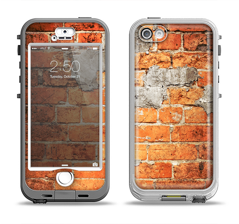The Vibrant Brick Wall Apple iPhone 5-5s LifeProof Nuud Case Skin Set