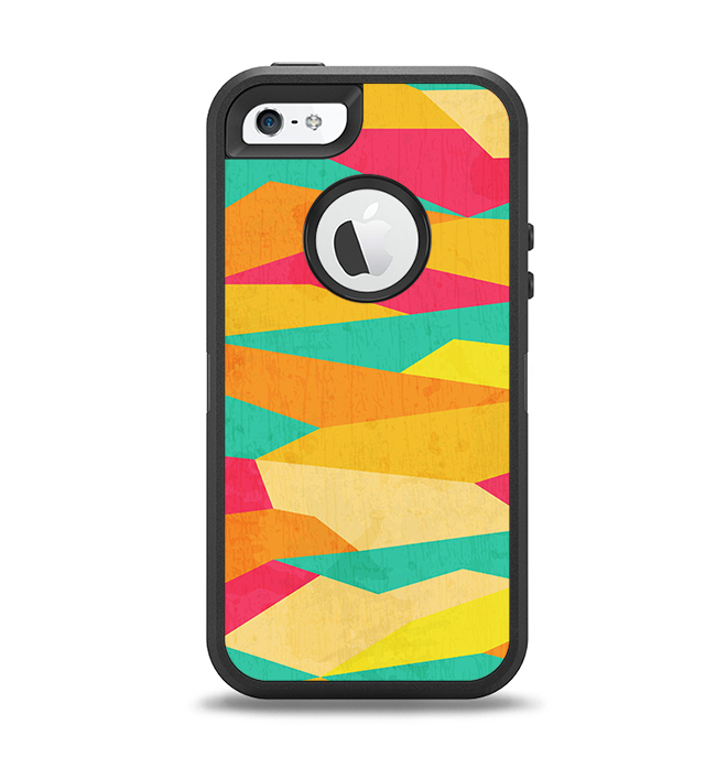 The Vibrant Bright Colored Connect Pattern Apple iPhone 5-5s Otterbox Defender Case Skin Set