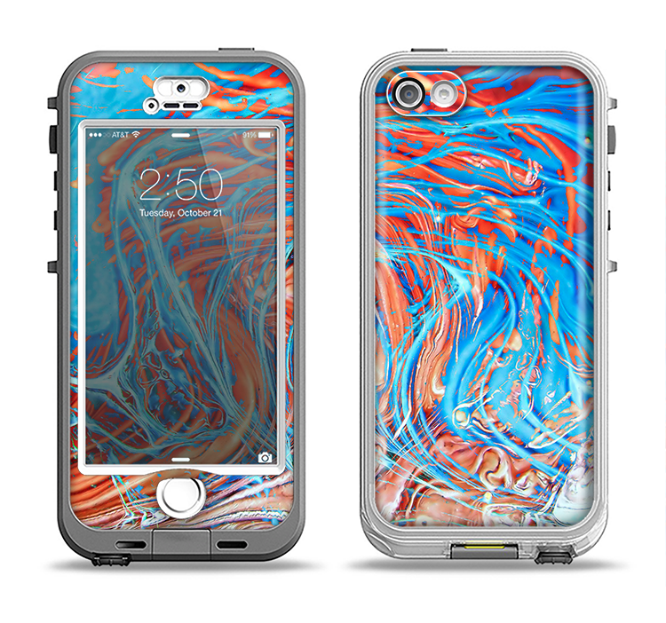 The Vibrant Color Oil Swirls Apple iPhone 5-5s LifeProof Nuud Case Skin Set