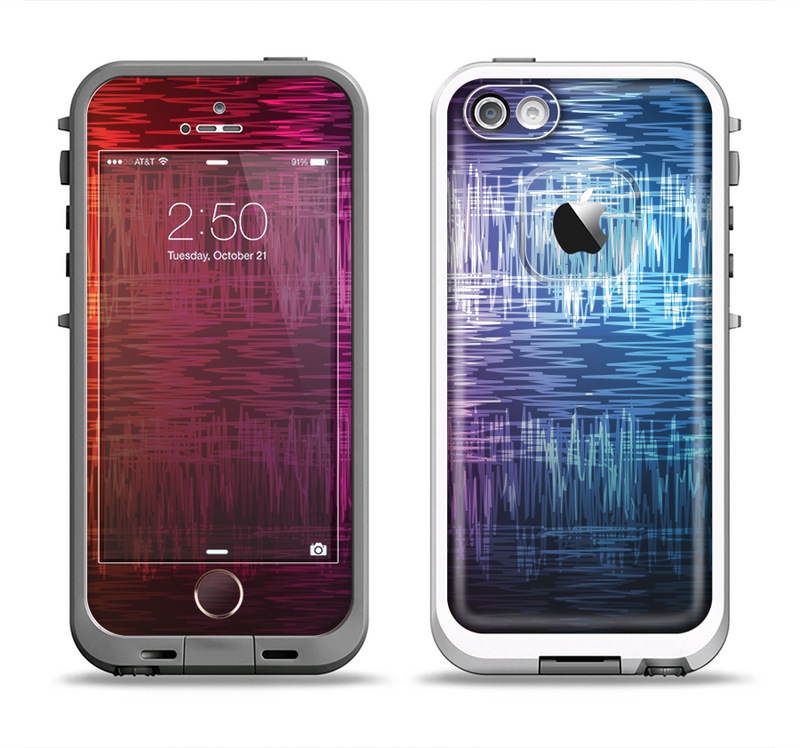 The Vibrant Colored Lined Surface Apple iPhone 5-5s LifeProof Fre Case Skin Set