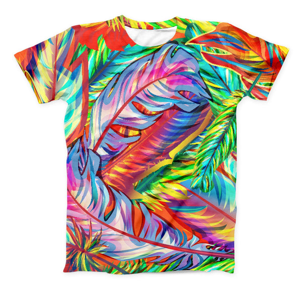 The Vibrant Colorful Feathers ink-Fuzed Unisex All Over Full-Printed Fitted Tee Shirt