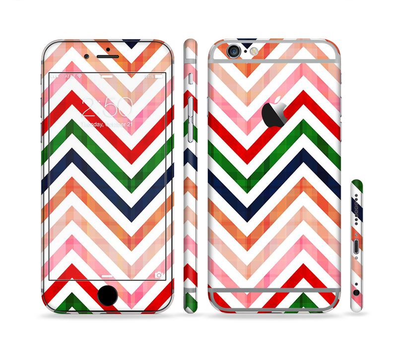The Vibrant Fall Colored Chevron Pattern Sectioned Skin Series for the Apple iPhone 6/6s Plus