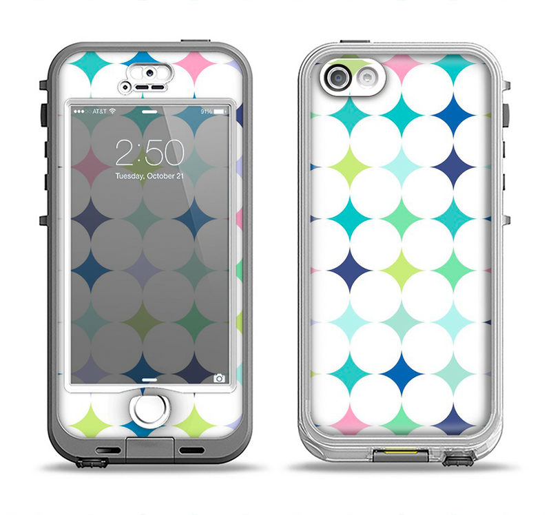 The Vibrant Fun Colored Pattern Hoops Inverted Polka Dot Apple iPhone 5-5s LifeProof Nuud Case Skin Set