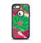 The Vibrant Green & Coral Floral Sketched Apple iPhone 5-5s Otterbox Defender Case Skin Set