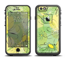 The Vibrant Green Outlined Floral Apple iPhone 6/6s LifeProof Fre Case Skin Set