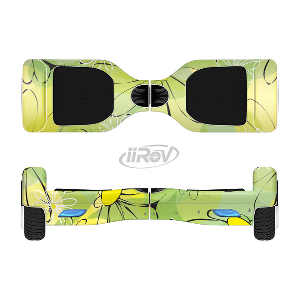 The Vibrant Green Outlined Floral Full-Body Skin Set for the Smart Drifting SuperCharged iiRov HoverBoard