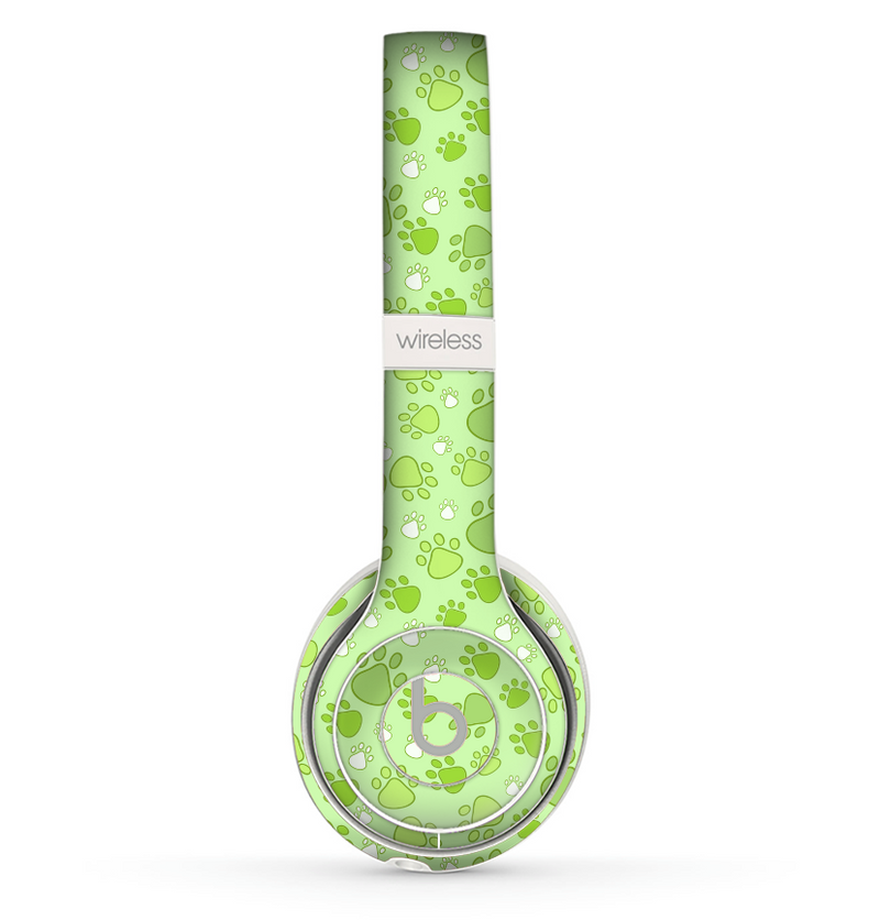 The Vibrant Green Paw Prints Skin Set for the Beats by Dre Solo 2 Wireless Headphones