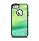 The Vibrant Green Watercolor Panel Apple iPhone 5-5s Otterbox Defender Case Skin Set