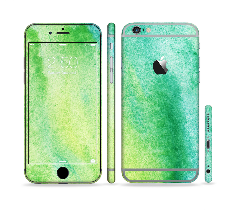 The Vibrant Green Watercolor Panel Sectioned Skin Series for the Apple iPhone 6/6s