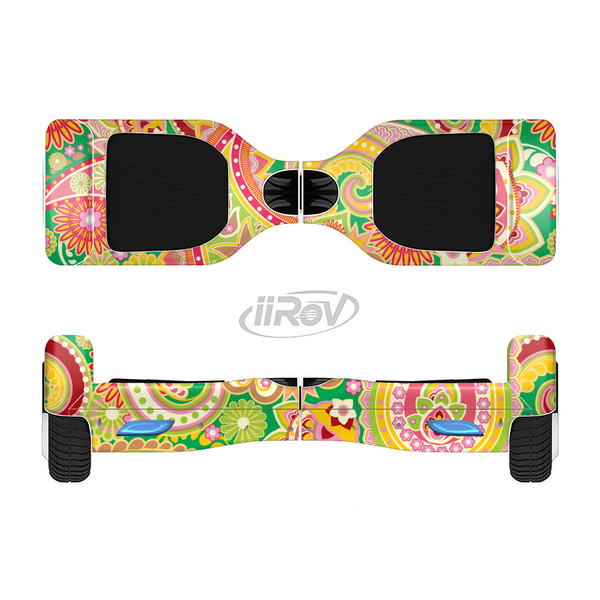 The Vibrant Green and Pink Paisley Pattern Full-Body Skin Set for the Smart Drifting SuperCharged iiRov HoverBoard