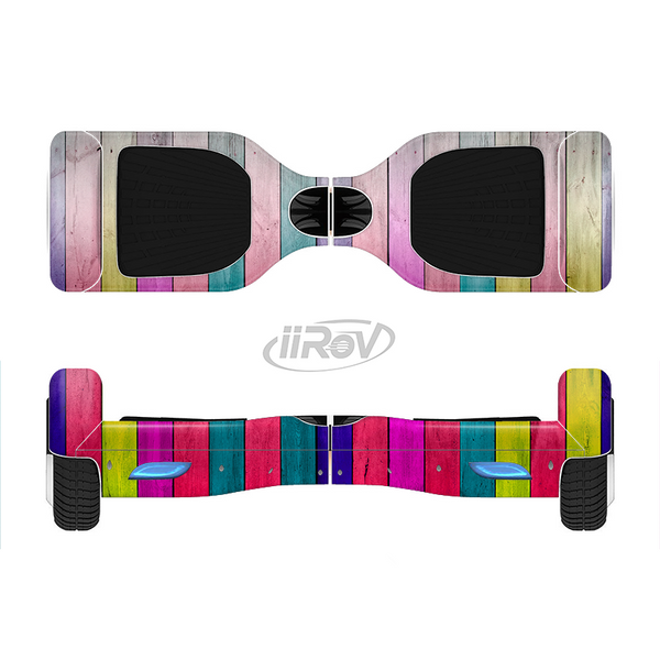 The Vibrant Neon Colored Wood Strips Full-Body Skin Set for the Smart Drifting SuperCharged iiRov HoverBoard