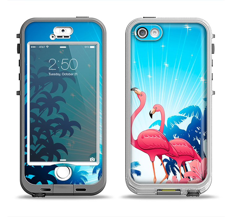 The Vibrant Pelican Scenery Apple iPhone 5-5s LifeProof Nuud Case Skin Set