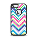 The Vibrant Pink & Blue Layered Chevron Pattern Apple iPhone 5-5s Otterbox Defender Case Skin Set