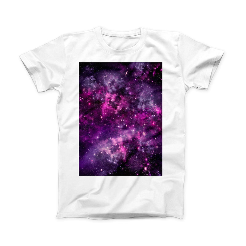 The Vibrant Purple Deep Space ink-Fuzed Front Spot Graphic Unisex Soft-Fitted Tee Shirt