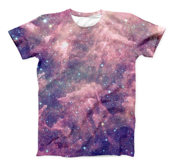 The Vibrant Sparkly Pink Nebula ink-Fuzed Unisex All Over Full-Printed Fitted Tee Shirt