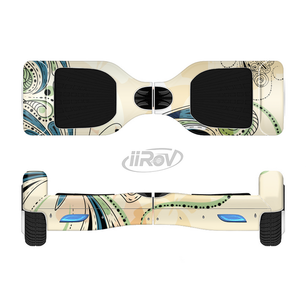 The Vibrant Tan & Blue Butterfly Outline Full-Body Skin Set for the Smart Drifting SuperCharged iiRov HoverBoard