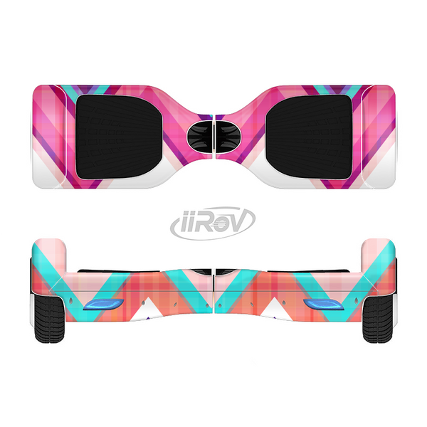 The Vibrant Teal & Colored Chevron Pattern V1 Full-Body Skin Set for the Smart Drifting SuperCharged iiRov HoverBoard