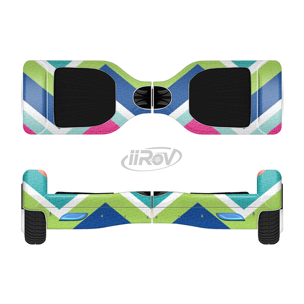 The Vibrant Teal & Colored Layered Chevron V3 Full-Body Skin Set for the Smart Drifting SuperCharged iiRov HoverBoard