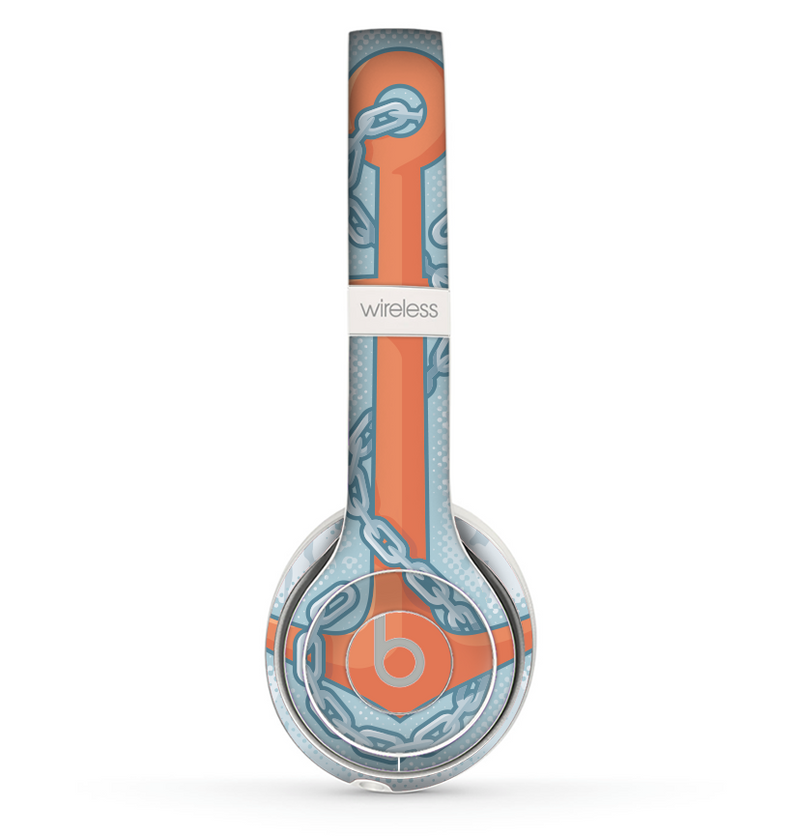 The Vinatge Blue Striped & Chained Anchor Skin Set for the Beats by Dre Solo 2 Wireless Headphones