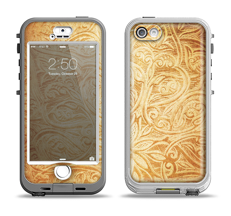 The Vintage Antique Gold Grunge Pattern Apple iPhone 5-5s LifeProof Nuud Case Skin Set