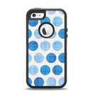 The Vintage Blue Striped Polka Dot Pattern V4 Apple iPhone 5-5s Otterbox Defender Case Skin Set