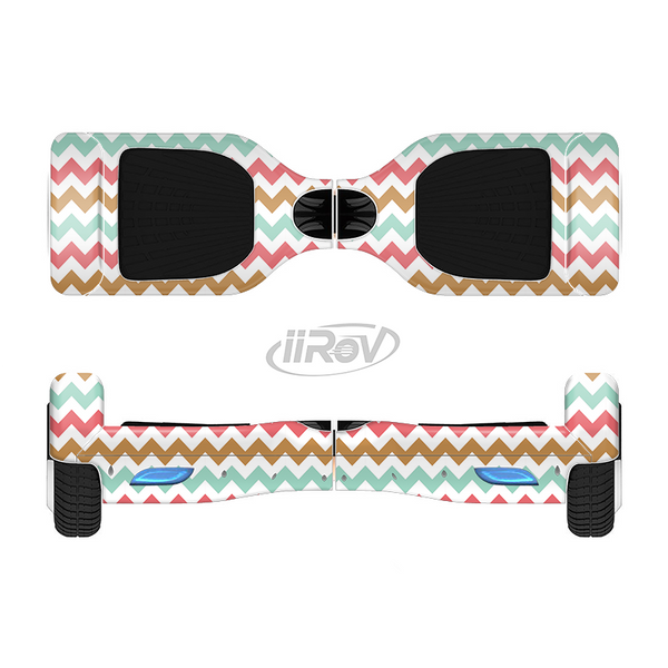 The Vintage Brown-Teal-Pink Chevron Pattern Full-Body Skin Set for the Smart Drifting SuperCharged iiRov HoverBoard