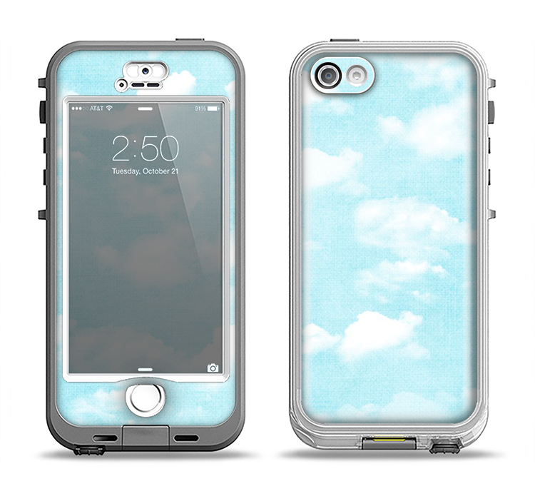 The Vintage Cloudy Skies Apple iPhone 5-5s LifeProof Nuud Case Skin Set