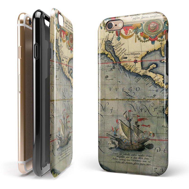 The Vintage Coast Map iPhone 6/6s or 6/6s Plus 2-Piece Hybrid INK-Fuzed Case