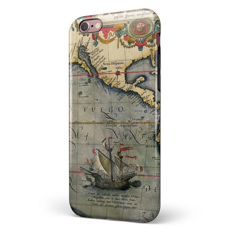The Vintage Coast Map iPhone 6/6s or 6/6s Plus 2-Piece Hybrid INK-Fuzed Case