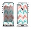 The Vintage Coral & Teal Abstract Chevron Pattern Apple iPhone 5-5s LifeProof Fre Case Skin Set