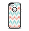 The Vintage Coral & Teal Abstract Chevron Pattern Apple iPhone 5-5s Otterbox Defender Case Skin Set