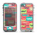 The Vintage Coral and Neon Mustaches Apple iPhone 5-5s LifeProof Nuud Case Skin Set
