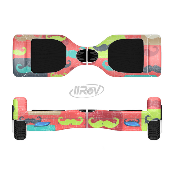 The Vintage Coral and Neon Mustaches Full-Body Skin Set for the Smart Drifting SuperCharged iiRov HoverBoard