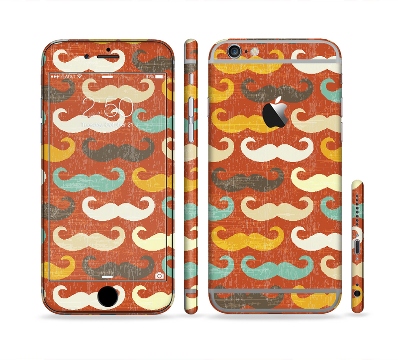 The Vintage Dark Red Mustache Pattern Sectioned Skin Series for the Apple iPhone 6/6s