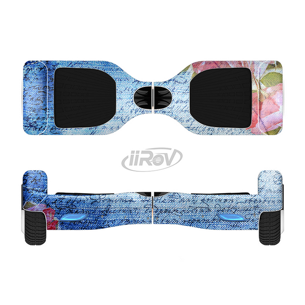 The Vintage Denim & Pink Floral Full-Body Skin Set for the Smart Drifting SuperCharged iiRov HoverBoard