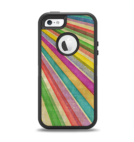 The Vintage Downward Ray of Colors Apple iPhone 5-5s Otterbox Defender Case Skin Set