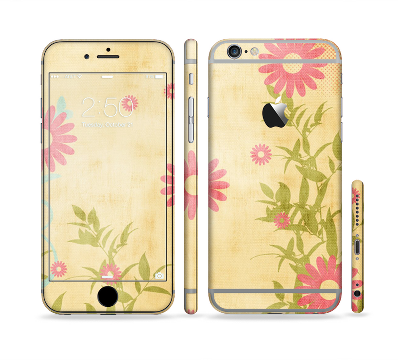 The Vintage Golden Flowers Sectioned Skin Series for the Apple iPhone 6/6s