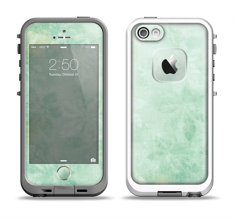 The Vintage Grungy Green Surface Apple iPhone 5-5s LifeProof Fre Case Skin Set