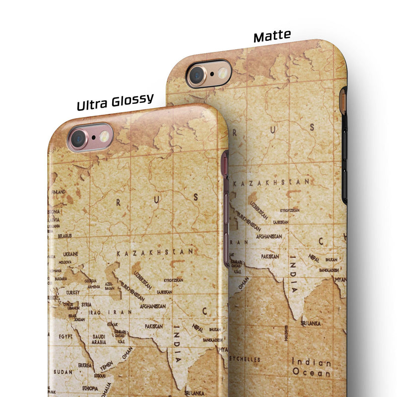 The Vintage Mother Russia Map Pattern iPhone 6/6s or 6/6s Plus 2-Piece Hybrid INK-Fuzed Case