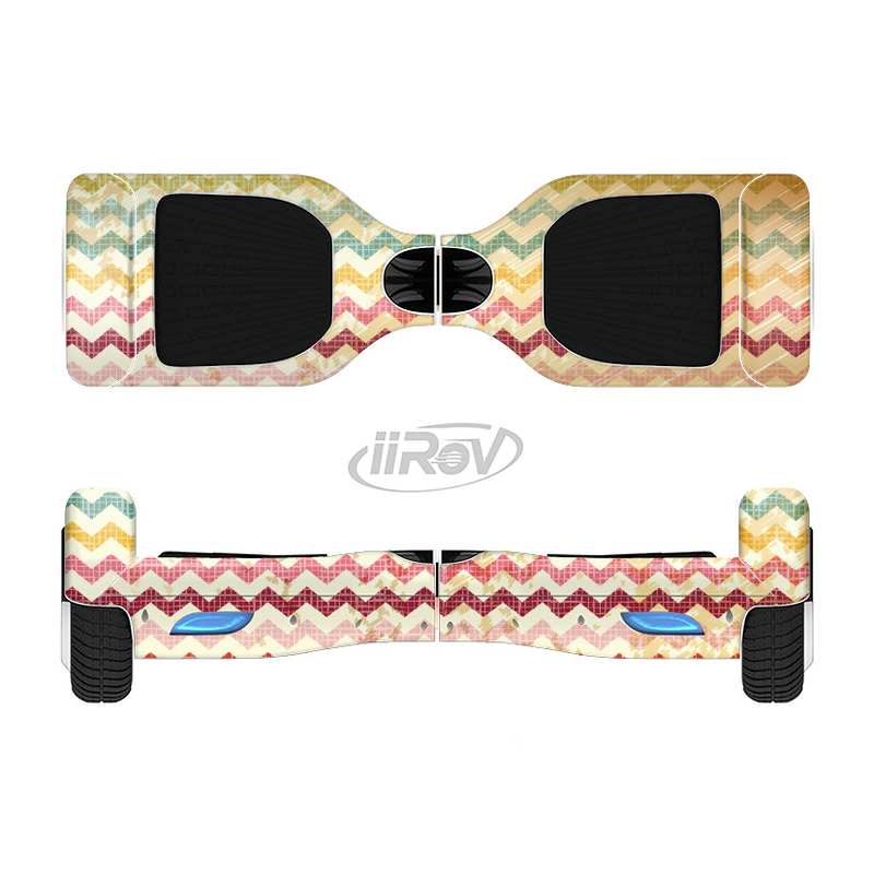 The Vintage Orange and Multi-Color Chevron Pattern V4 Full-Body Skin Set for the Smart Drifting SuperCharged iiRov HoverBoard