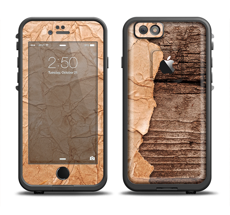 The Vintage Paper-Wrapped Wood Planks Apple iPhone 6/6s LifeProof Fre Case Skin Set