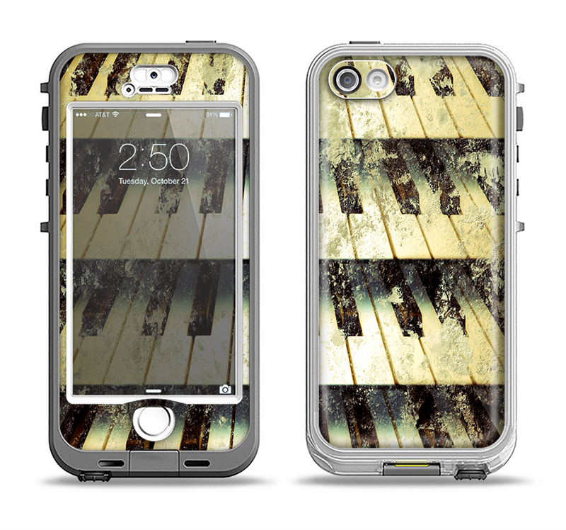 The Vintage Pianos Keys Apple iPhone 5-5s LifeProof Nuud Case Skin Set