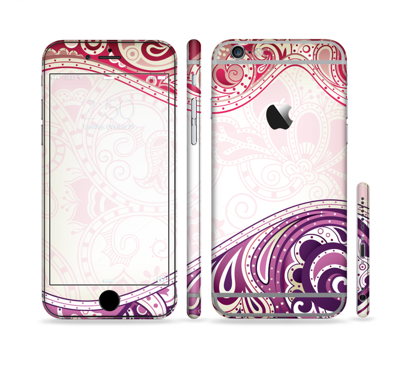 The Vintage Purple Curves with Floral Design Sectioned Skin Series for the Apple iPhone 6/6s