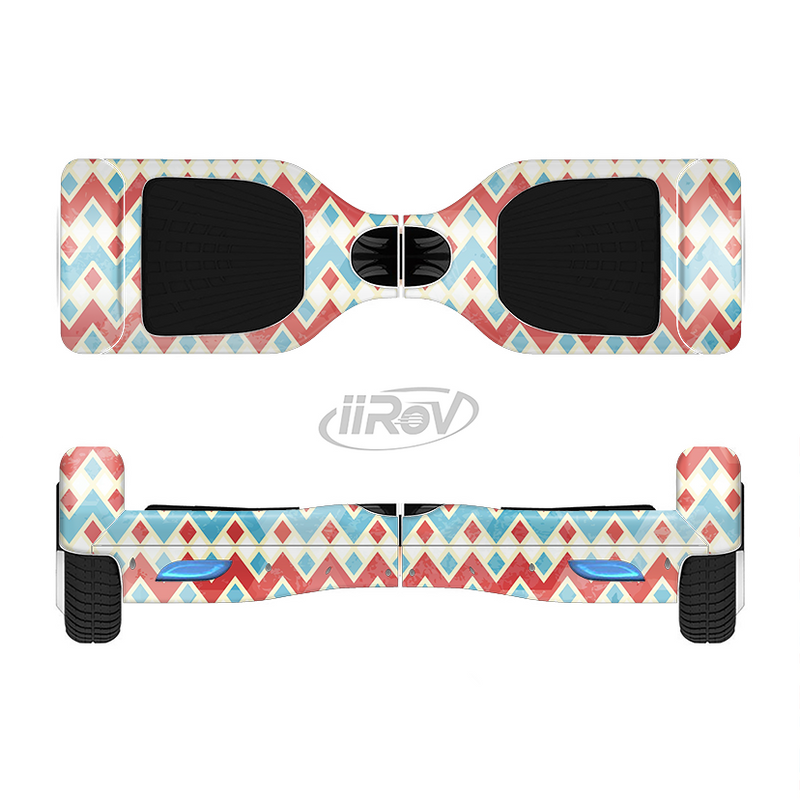 The Vintage Red & Blue Chevron Pattern Full-Body Skin Set for the Smart Drifting SuperCharged iiRov HoverBoard