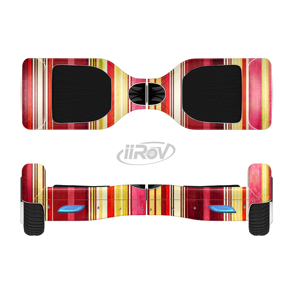 The Vintage Red & Yellow Grunge Striped Full-Body Skin Set for the Smart Drifting SuperCharged iiRov HoverBoard