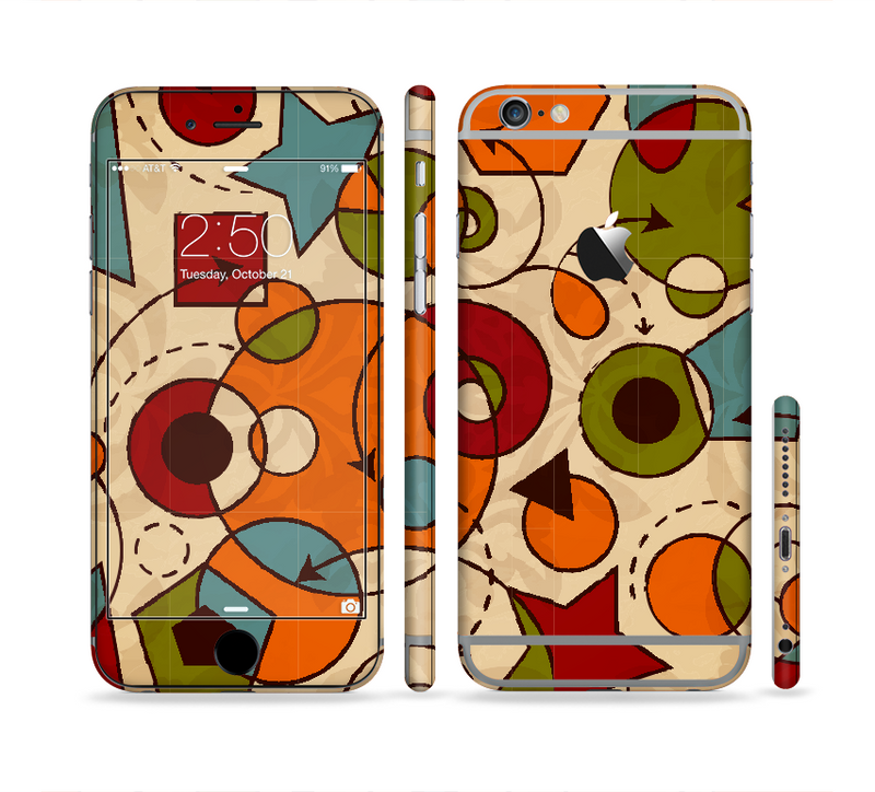 The Vintage Red and Tan Abstarct Shapes Sectioned Skin Series for the Apple iPhone 6/6s