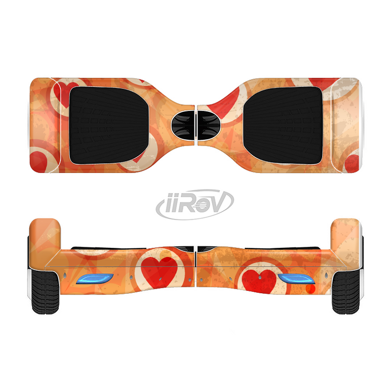 The Vintage Subtle Red and Orange Hearts Full-Body Skin Set for the Smart Drifting SuperCharged iiRov HoverBoard