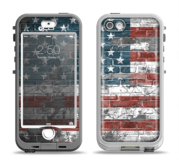 The Vintage USA Flag Apple iPhone 5-5s LifeProof Nuud Case Skin Set