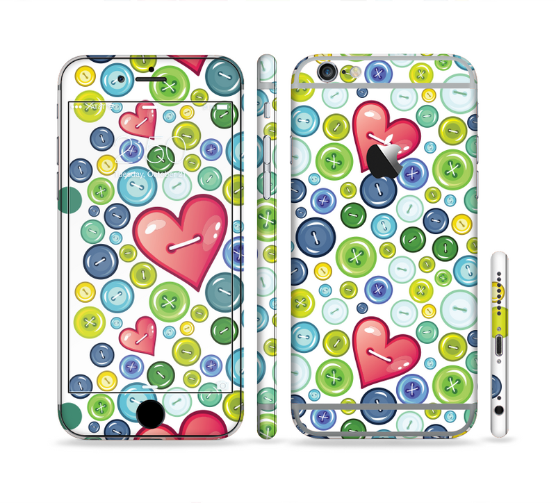 The Vintage Vector Heart Buttons Sectioned Skin Series for the Apple iPhone 6/6s