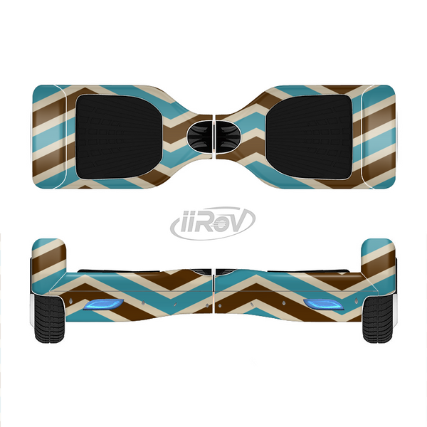 The Vintage Wide Chevron Pattern Brown & Blue Full-Body Skin Set for the Smart Drifting SuperCharged iiRov HoverBoard